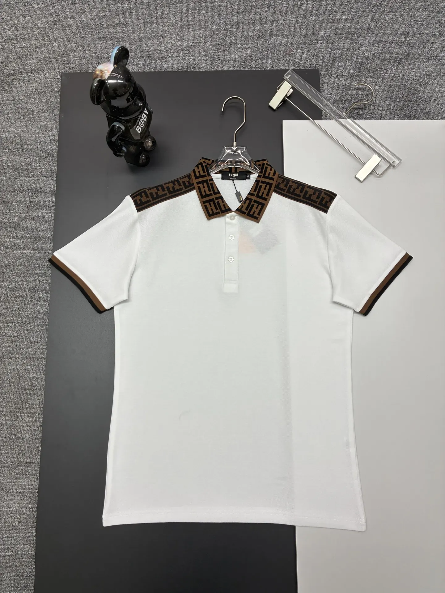 FF Monogram Trim Cotton-Piqué Polo Shirt D11018907