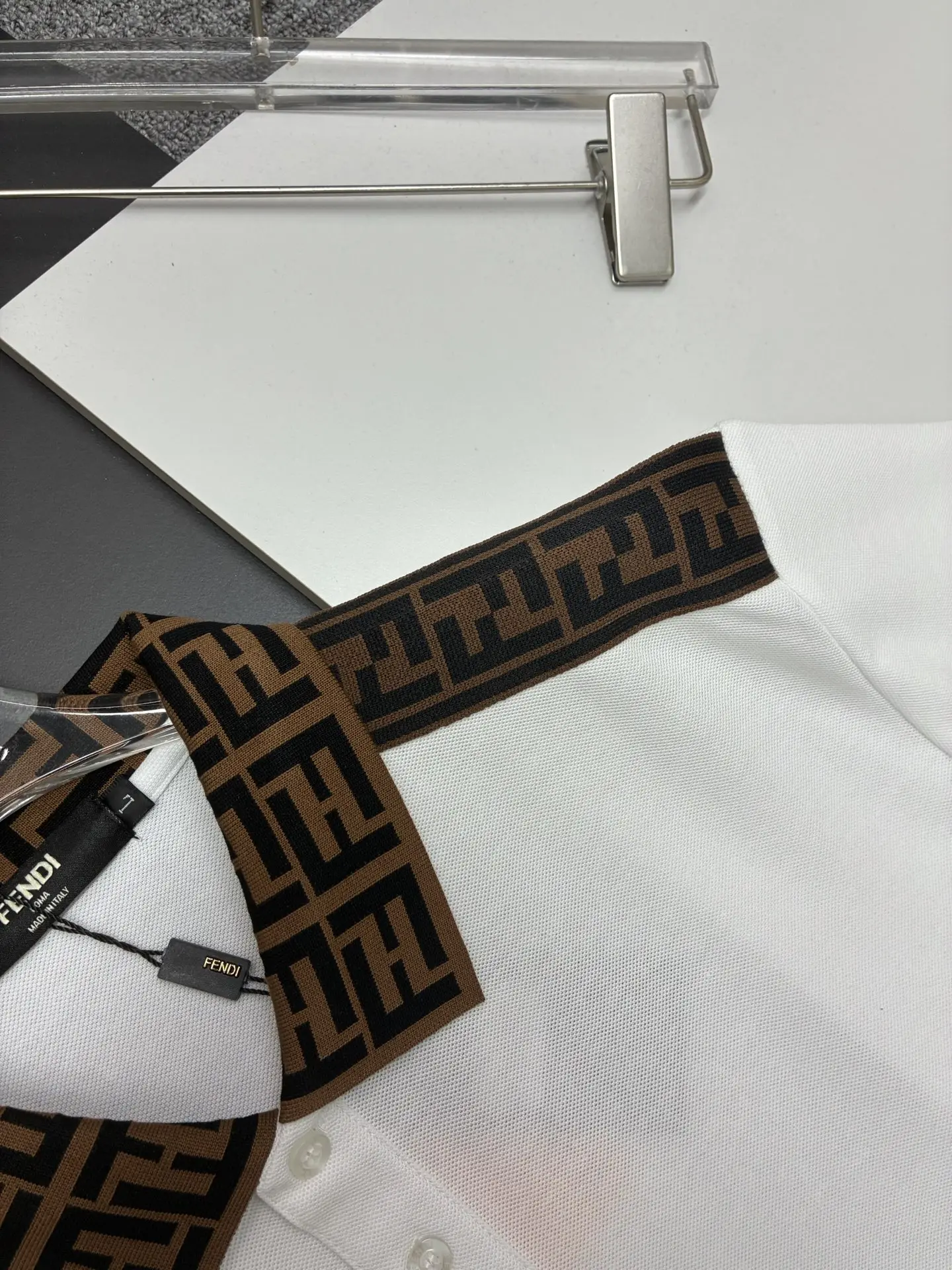 FF Monogram Trim Cotton-Piqué Polo Shirt D11018907 — view 3