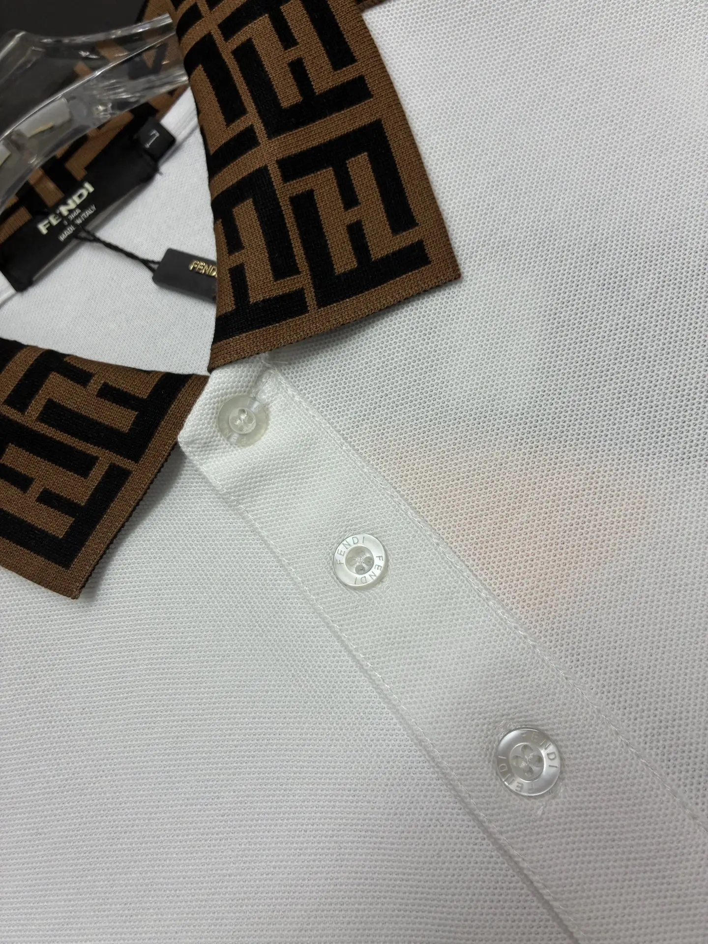 FF Monogram Trim Cotton-Piqué Polo Shirt D11018907 — view 4