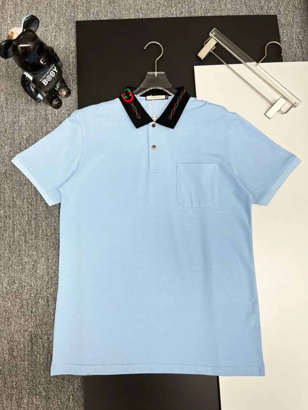Embroidered Collar Cotton-Pique Polo Shirt D11018833