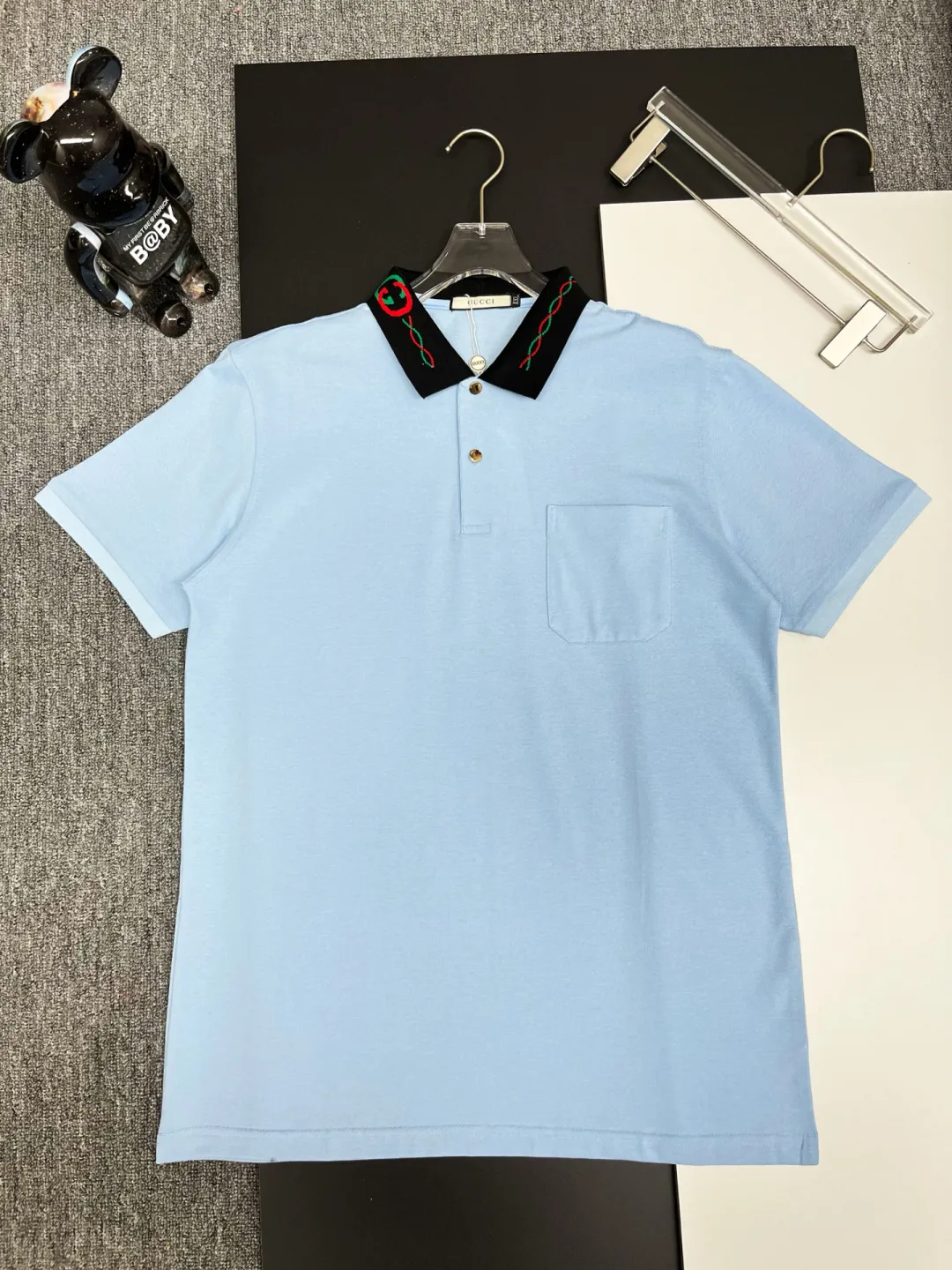 Embroidered Collar Cotton-Pique Polo Shirt D11018833