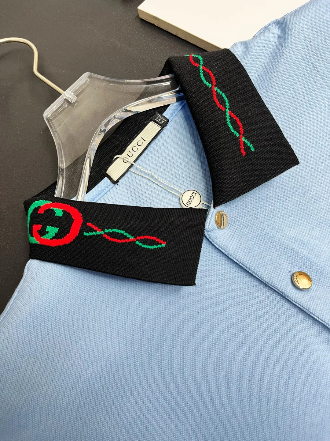Embroidered Collar Cotton-Pique Polo Shirt D11018833 — view 2