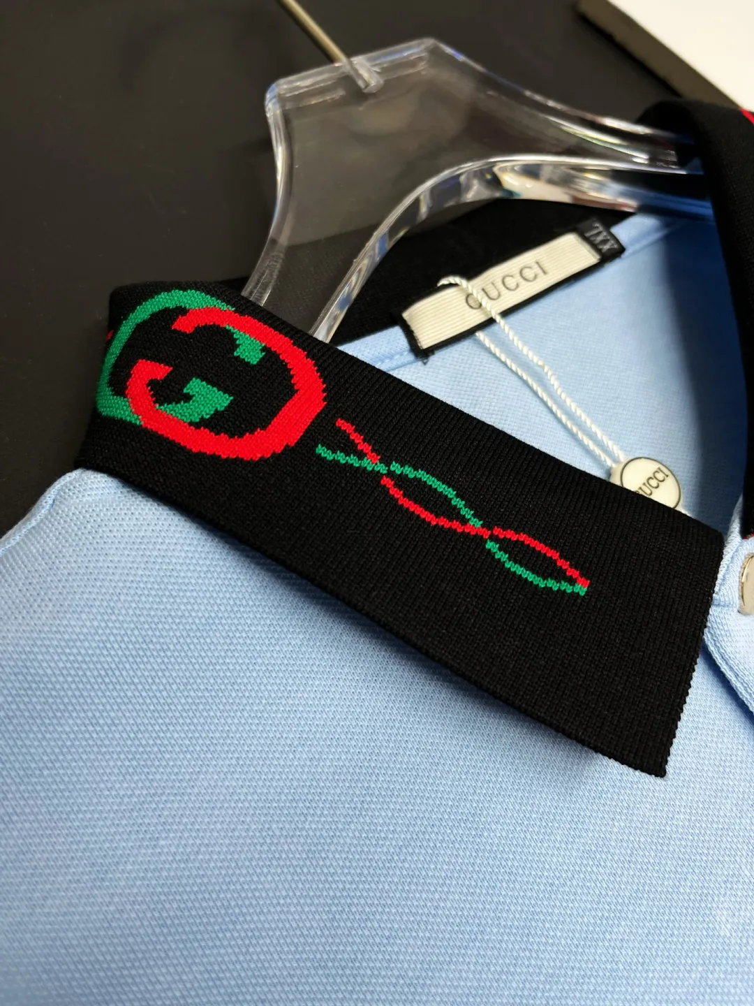 Embroidered Collar Cotton-Pique Polo Shirt D11018833 — view 3