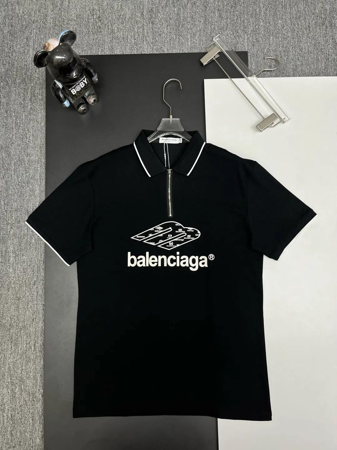Logo Print Quarter-Zip Polo Shirt D11018835