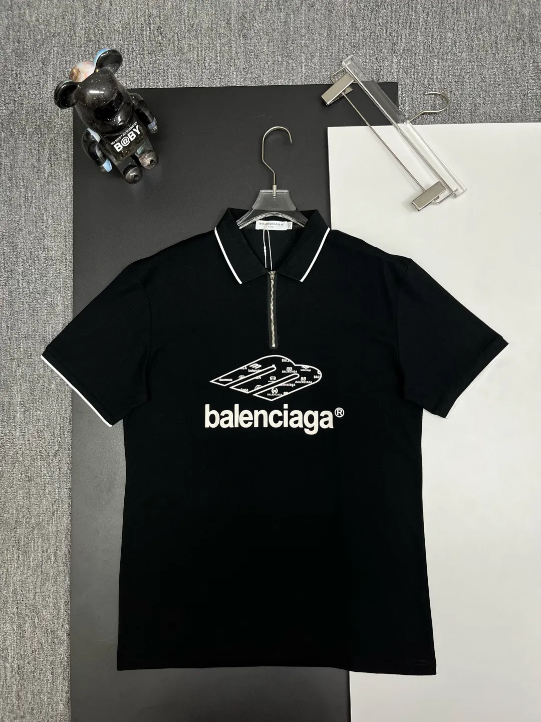 Logo Print Quarter-Zip Polo Shirt D11018835