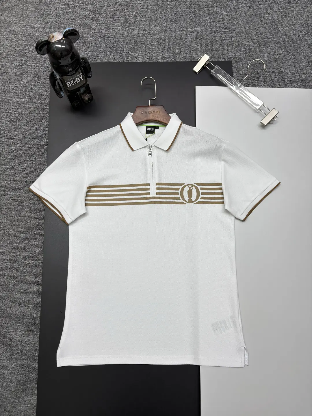 Quarter-Zip Striped Piqué Polo Shirt D11018905