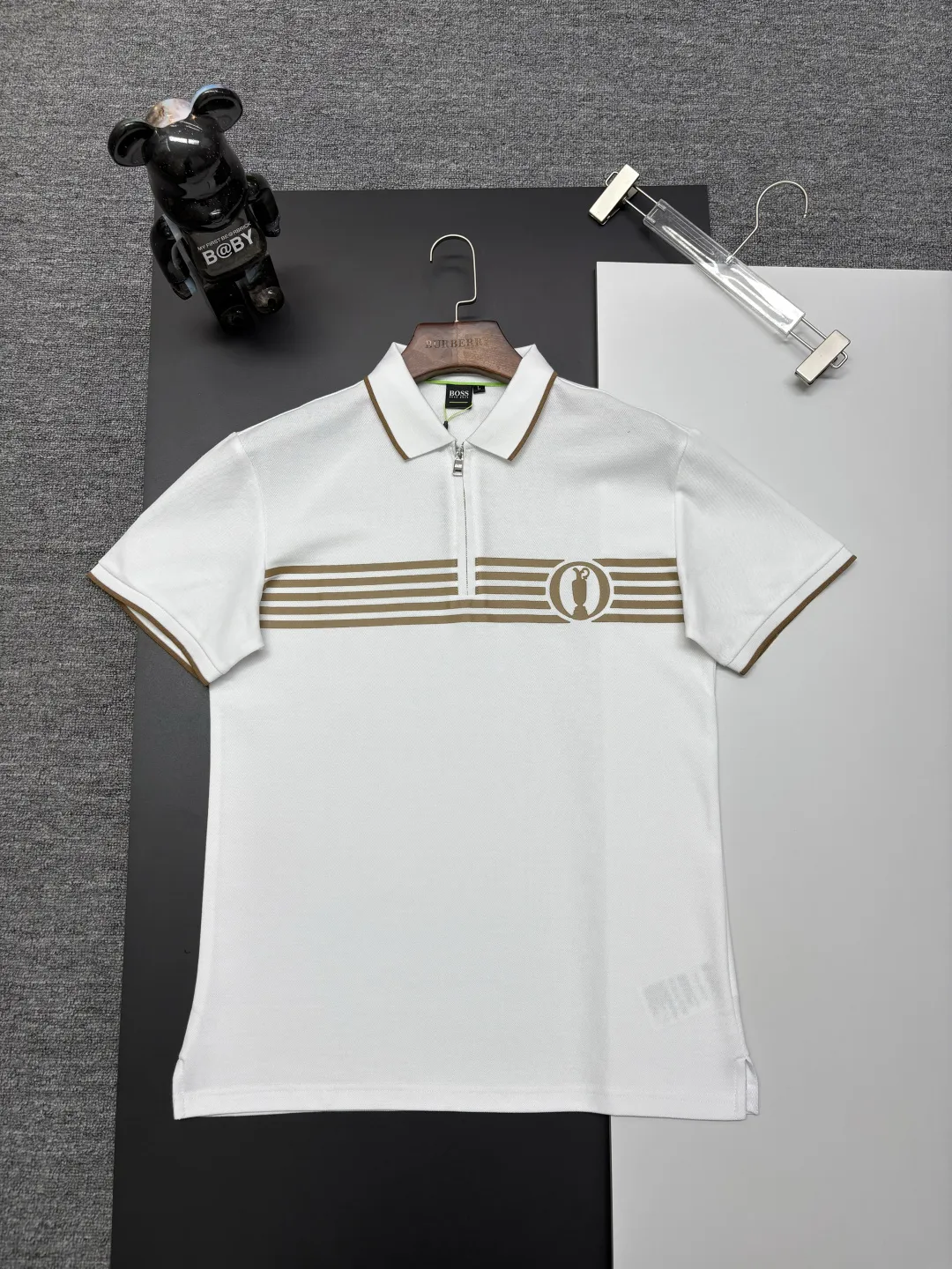 Quarter-Zip Striped Piqué Polo Shirt D11018905