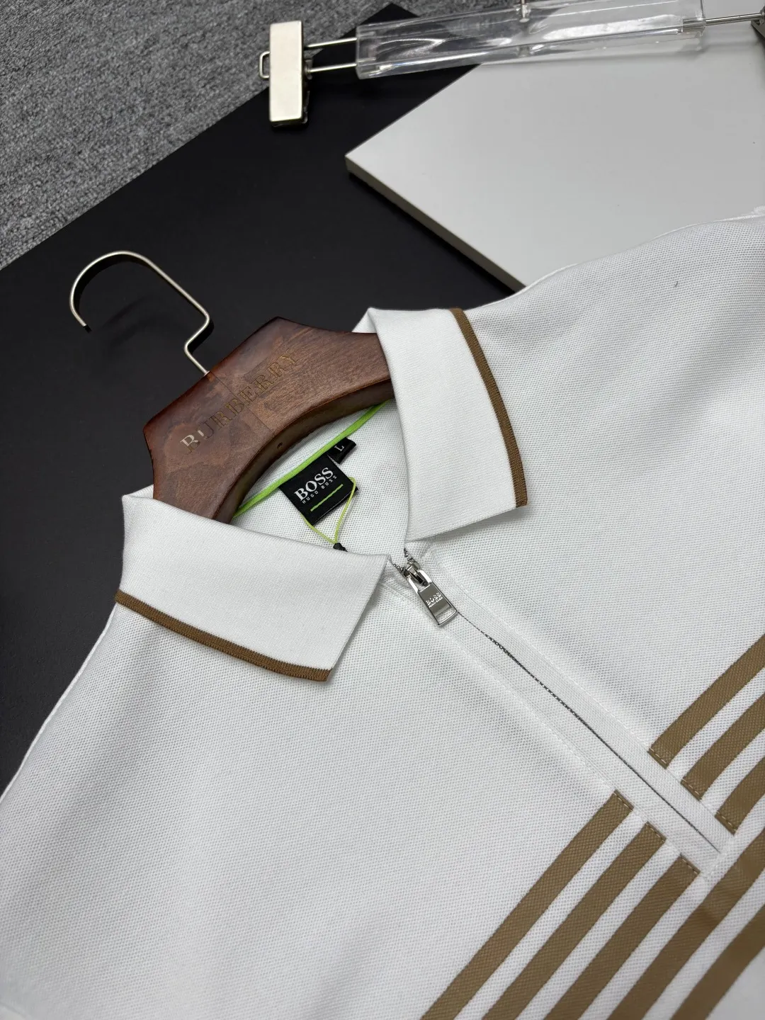 Quarter-Zip Striped Piqué Polo Shirt D11018905 — view 4