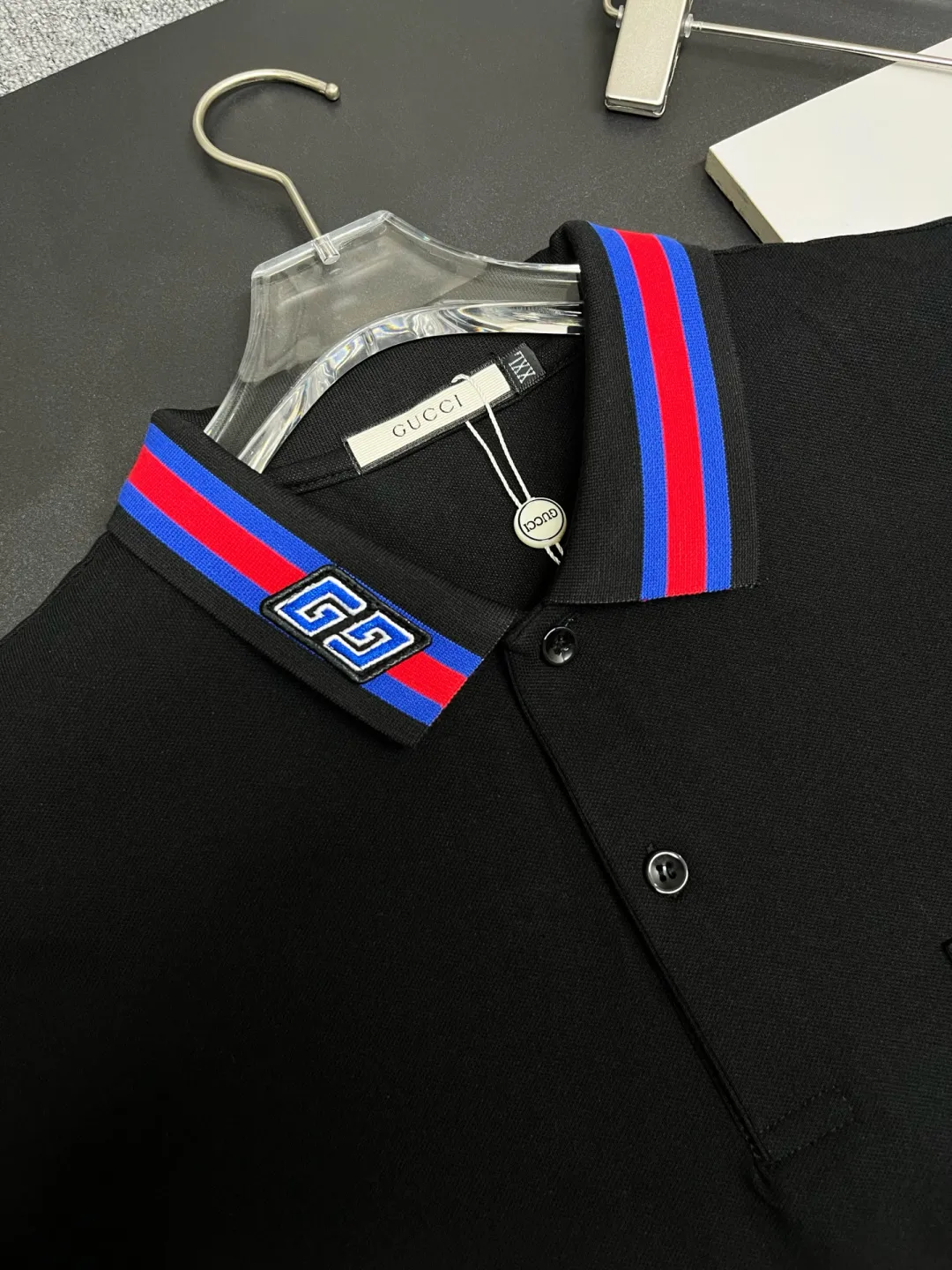 Contrast Web Collar Cotton Polo Shirt D11018923 — view 4