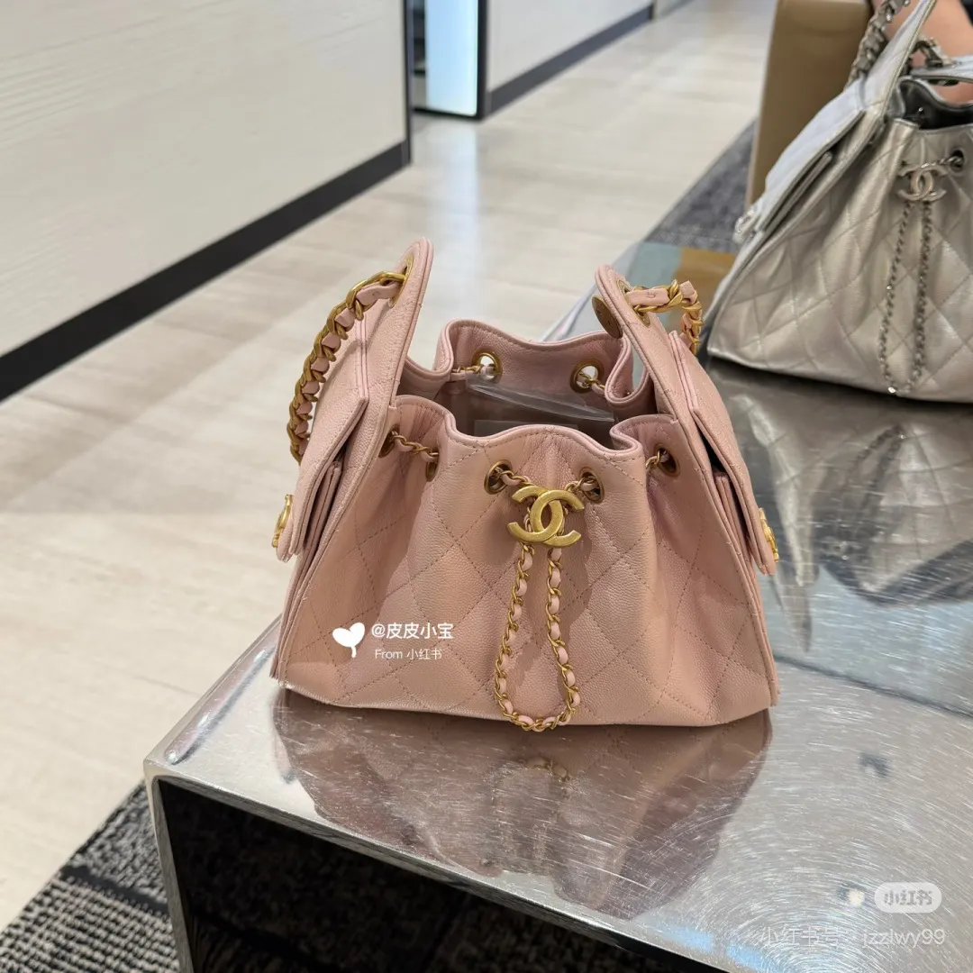 Chanel Caviar Leather Drawstring Bucket Bag D38018286 — view 4