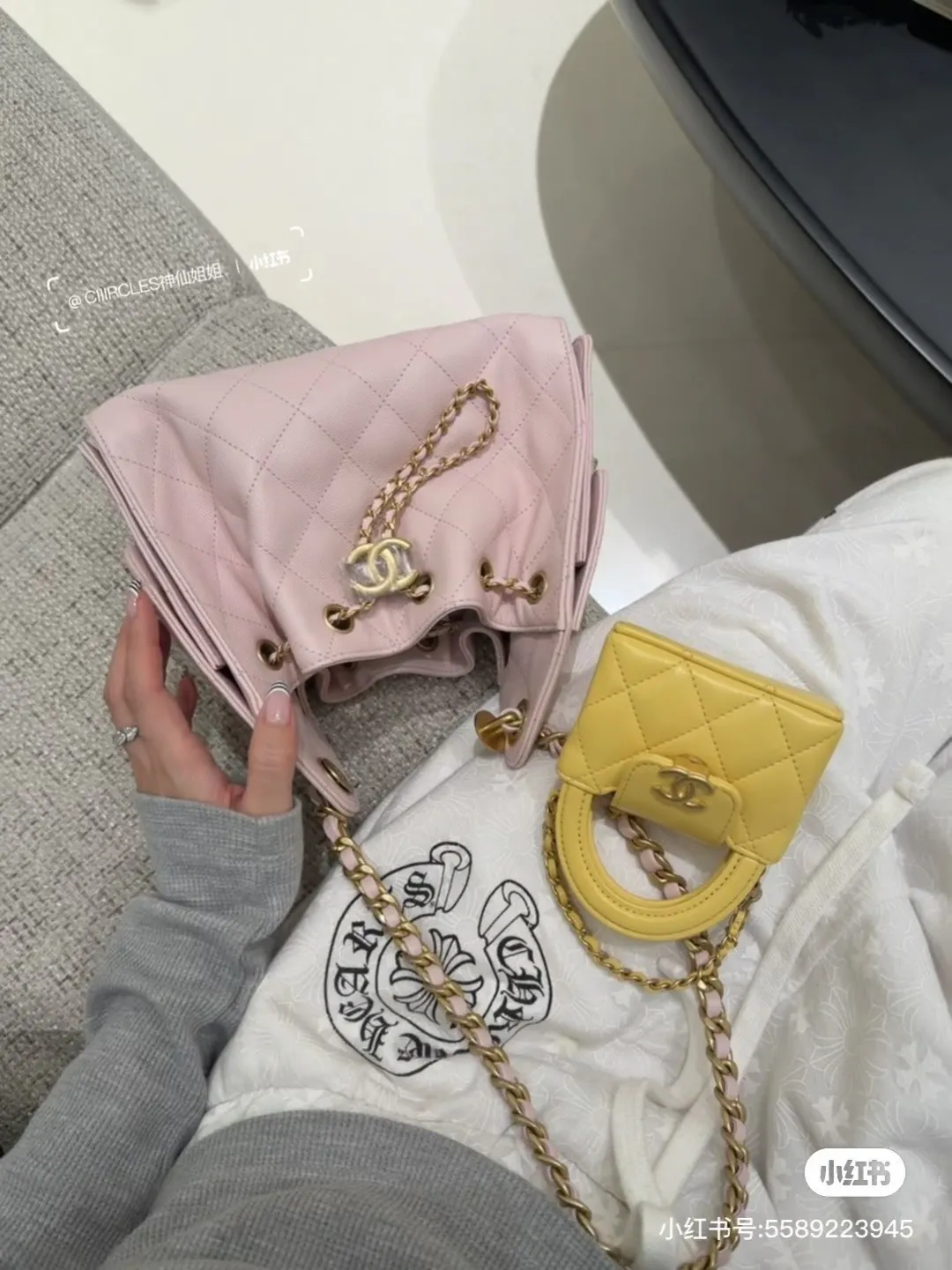 Chanel Caviar Leather Drawstring Bucket Bag D38018286 — view 6