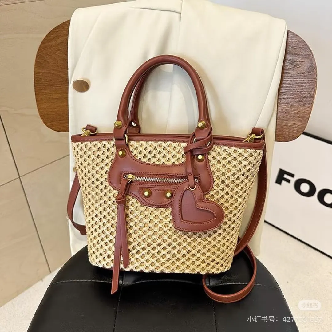 Woven Straw Top-Handle Tote Bag D30018360 — view 5