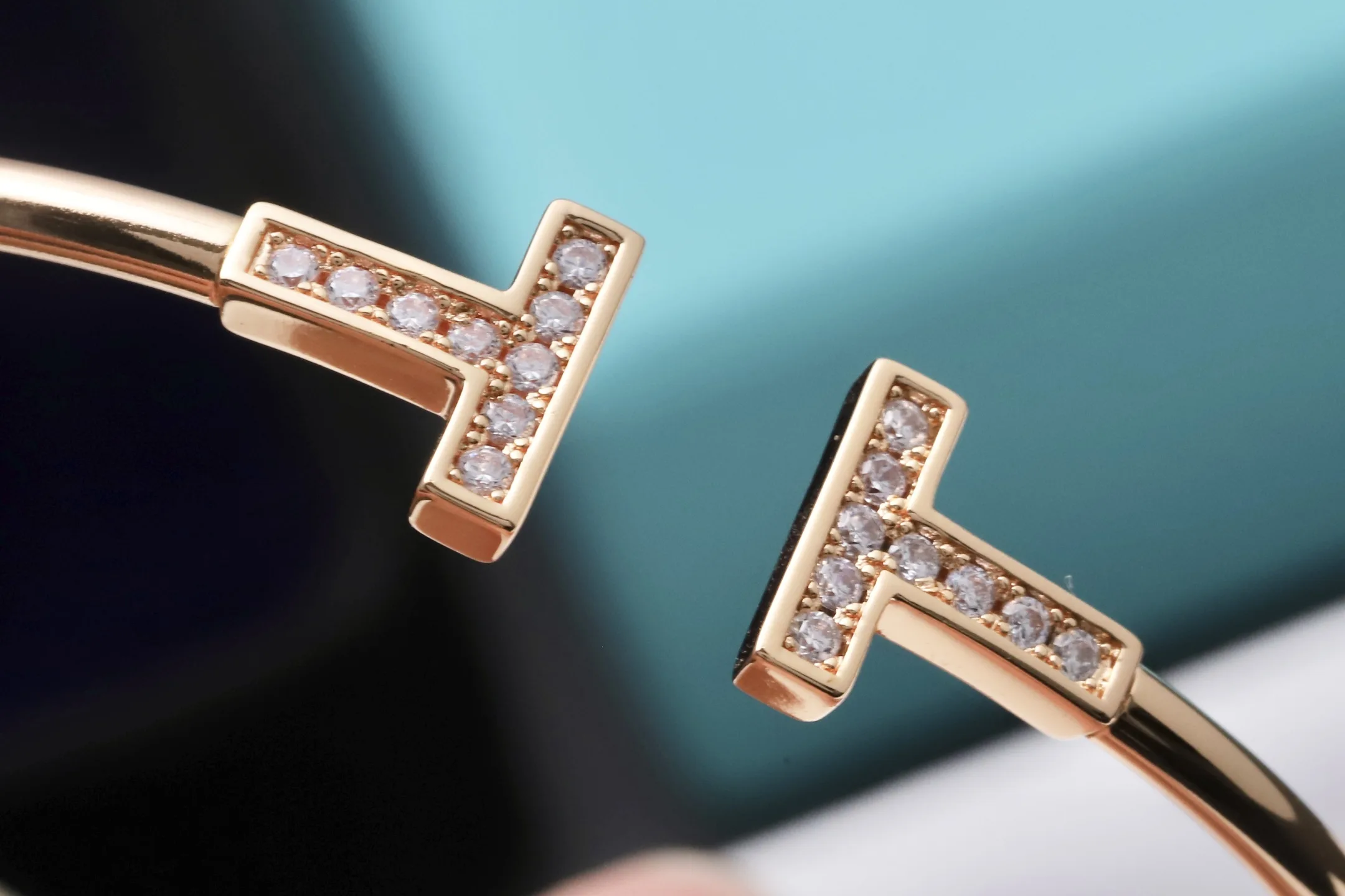 T Wire Diamond Bangle (Rose Gold-Plated Silver) D29016667 — view 6