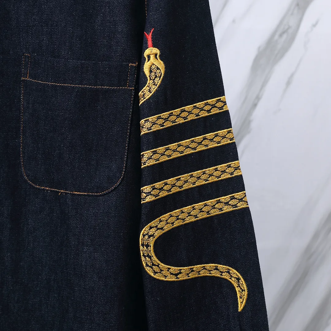Embroidered Snake Denim Long-Sleeved Shirt D22513090 — view 5