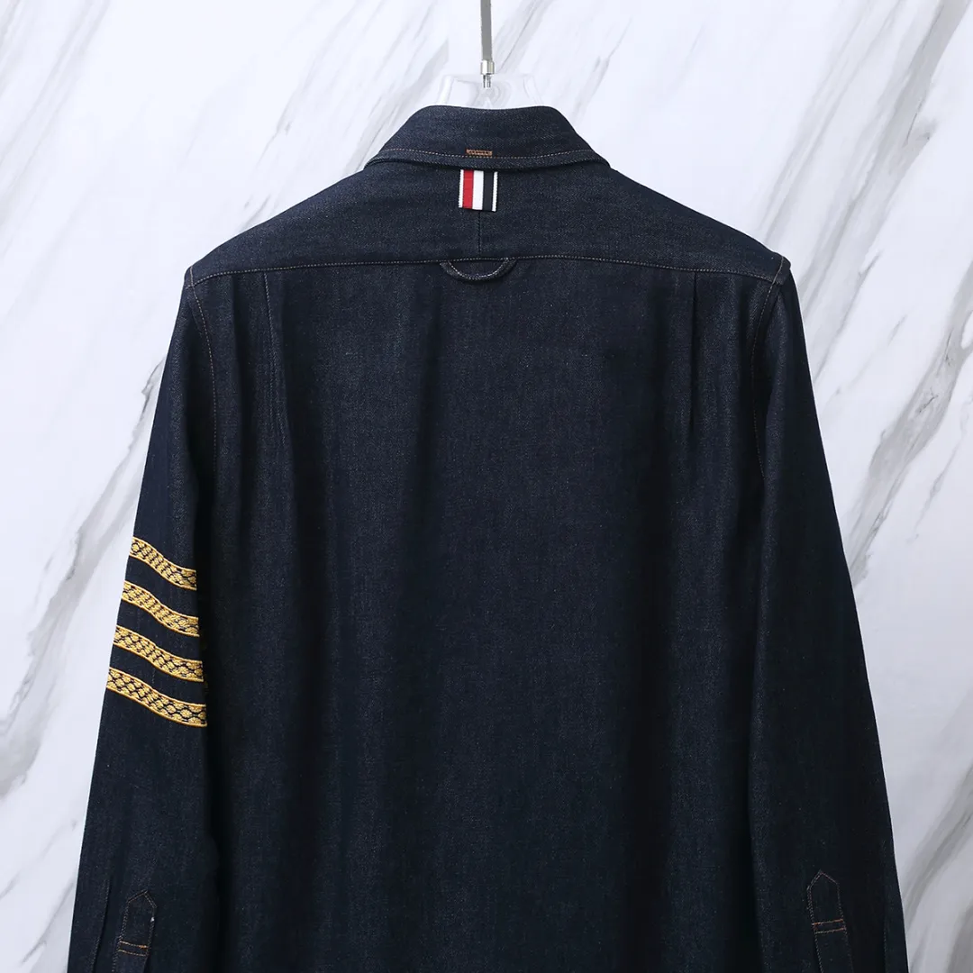 Embroidered Snake Denim Long-Sleeved Shirt D22513090 — view 6
