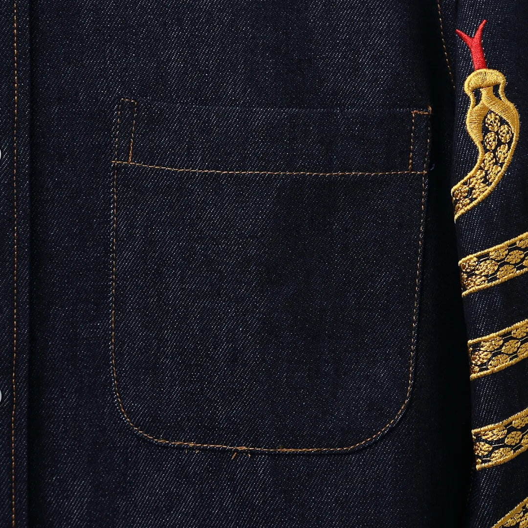 Embroidered Snake Denim Long-Sleeved Shirt D22513090 — view 7