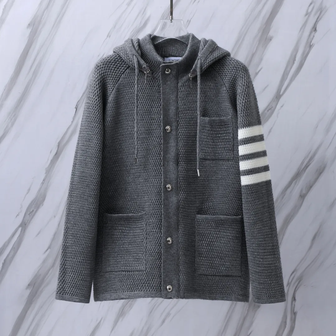 4-Bar Stripe Cashmere-Blend Hooded Cardigan D32513087 — view 2