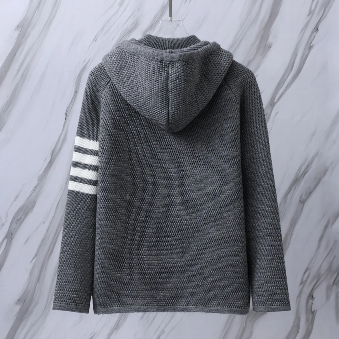 4-Bar Stripe Cashmere-Blend Hooded Cardigan D32513087 — view 3