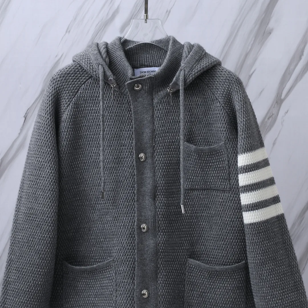 4-Bar Stripe Cashmere-Blend Hooded Cardigan D32513087 — view 4