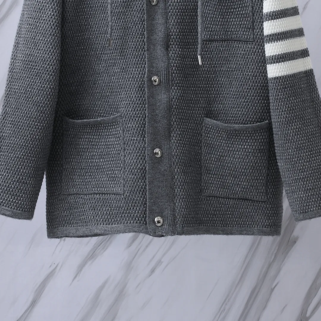 4-Bar Stripe Cashmere-Blend Hooded Cardigan D32513087 — view 5