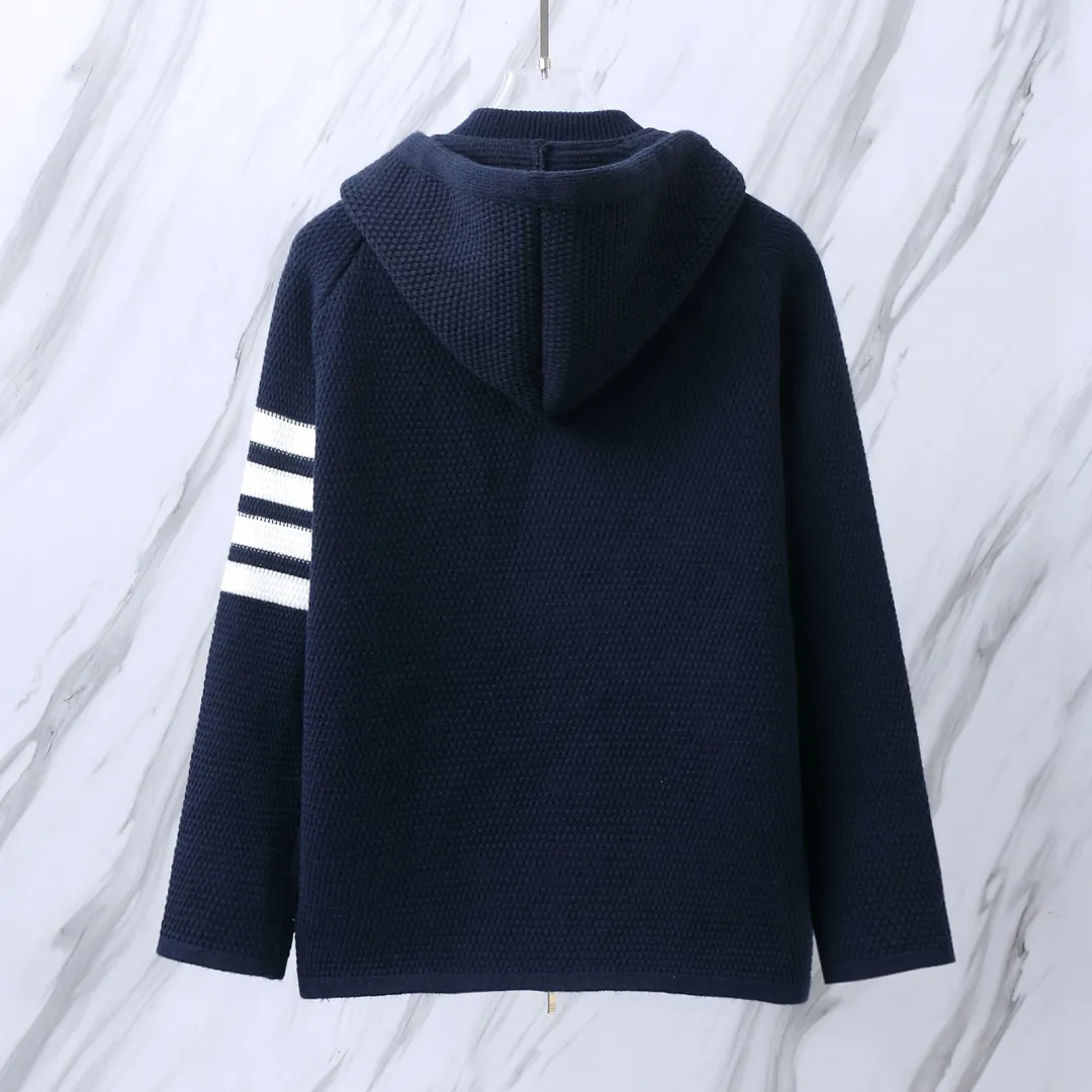 4-Bar Waffle-Knit Cashmere Blend Hooded Cardigan D32513086 — view 3