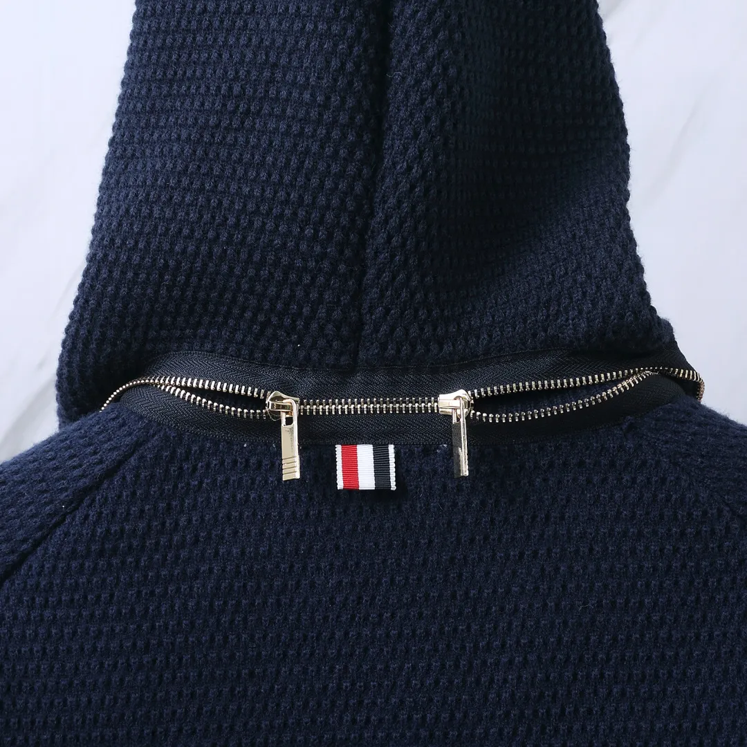 4-Bar Waffle-Knit Cashmere Blend Hooded Cardigan D32513086 — view 9