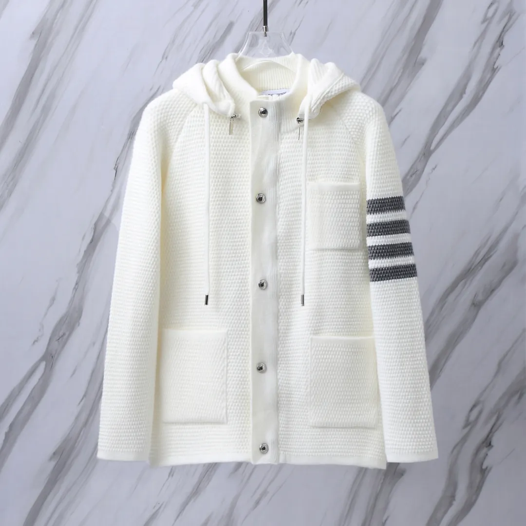 4-Bar Stripe Cashmere-Blend Hooded Cardigan D32513088 — view 2