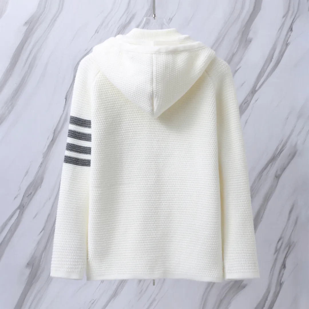 4-Bar Stripe Cashmere-Blend Hooded Cardigan D32513088 — view 3