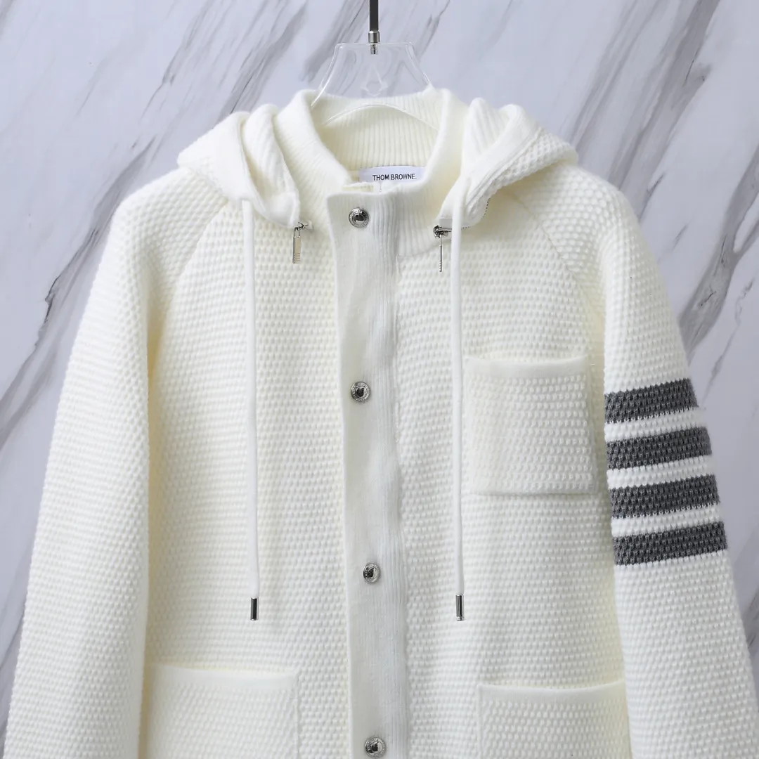4-Bar Stripe Cashmere-Blend Hooded Cardigan D32513088 — view 4