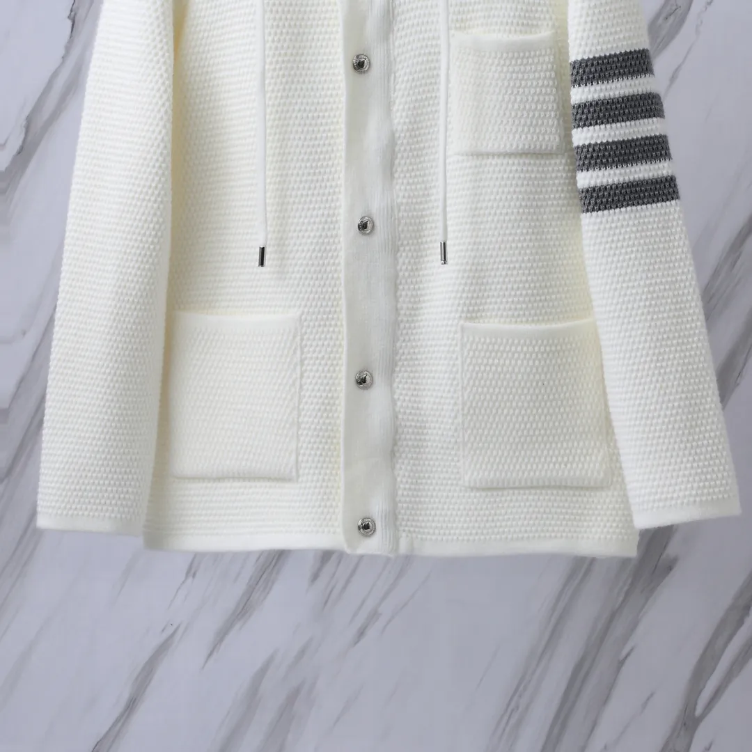4-Bar Stripe Cashmere-Blend Hooded Cardigan D32513088 — view 5