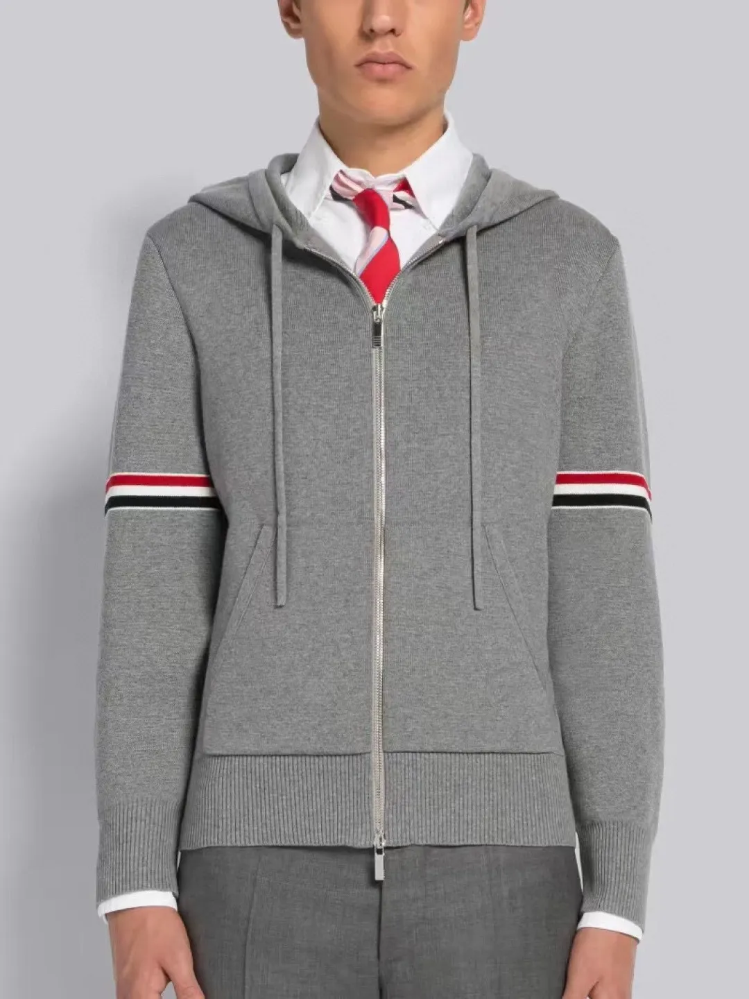 Striped Wool-Blend Zip-Up Hoodie D25013062 — view 2