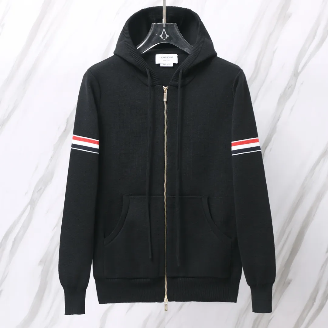 Striped Wool-Blend Zip-Up Knit Hoodie D25013063 — view 2