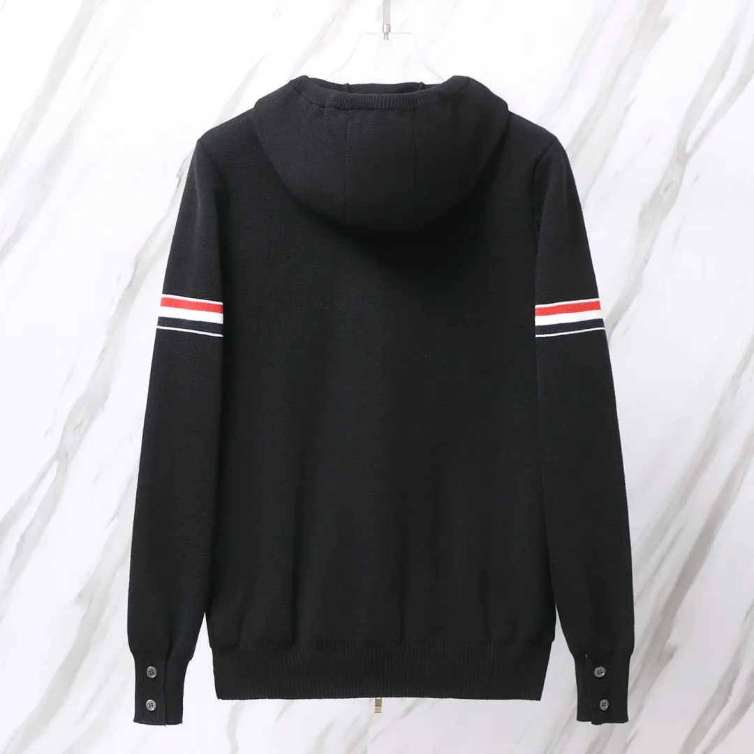 Striped Wool-Blend Zip-Up Knit Hoodie D25013063 — view 3