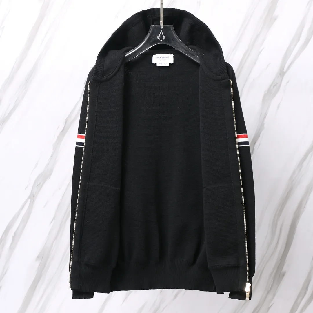 Striped Wool-Blend Zip-Up Knit Hoodie D25013063 — view 4