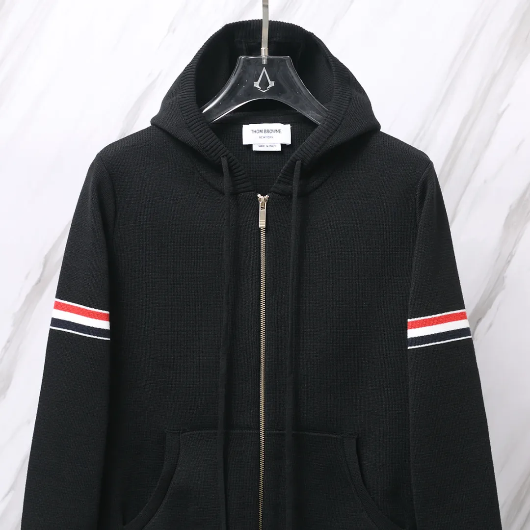 Striped Wool-Blend Zip-Up Knit Hoodie D25013063 — view 5