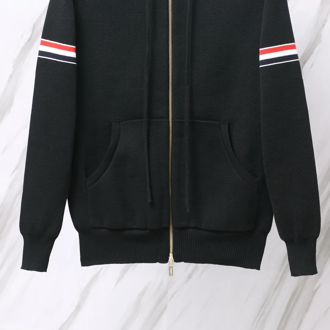 Striped Wool-Blend Zip-Up Knit Hoodie D25013063 — view 6