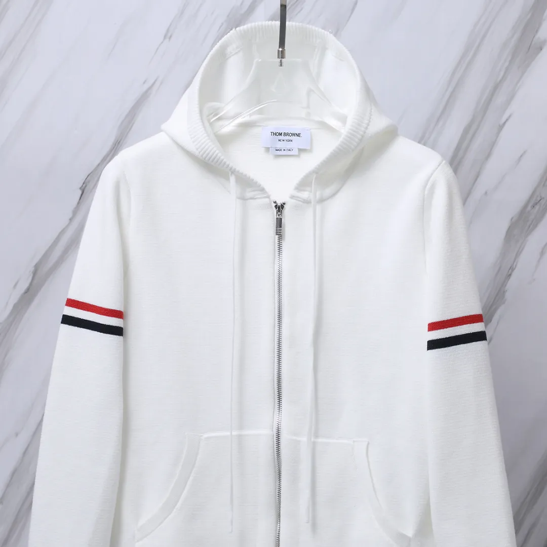 Striped Wool-Blend Zip-Up Knit Hoodie D25013066 — view 5