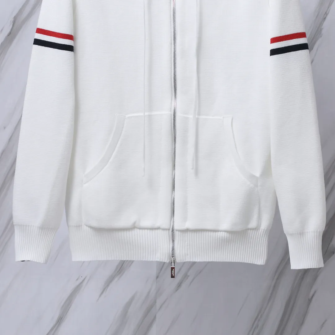 Striped Wool-Blend Zip-Up Knit Hoodie D25013066 — view 7