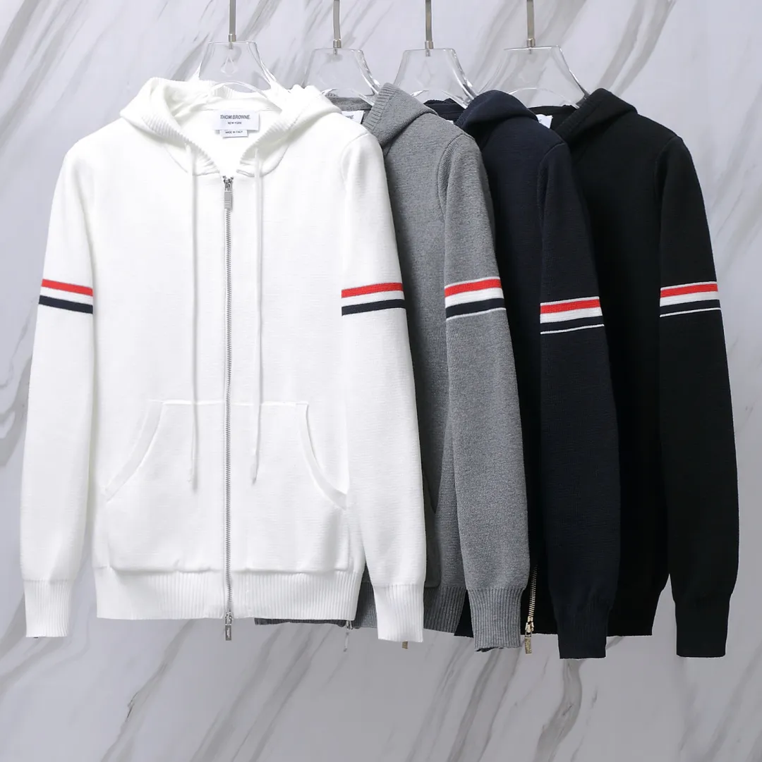 Striped Wool-Blend Zip-Up Hoodie D25013064