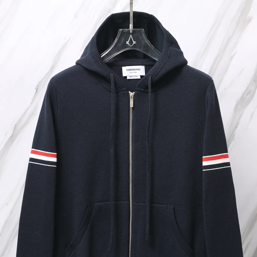 Striped Wool-Blend Zip-Up Hoodie D25013064 — view 4