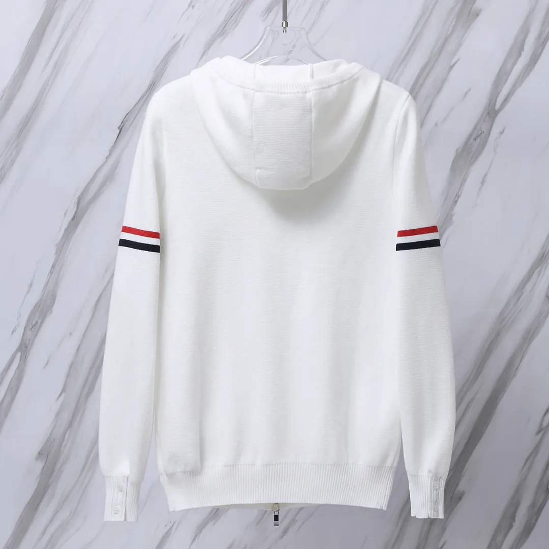 Striped Wool-Blend Zip-Up Knit Hoodie D25013067 — view 3