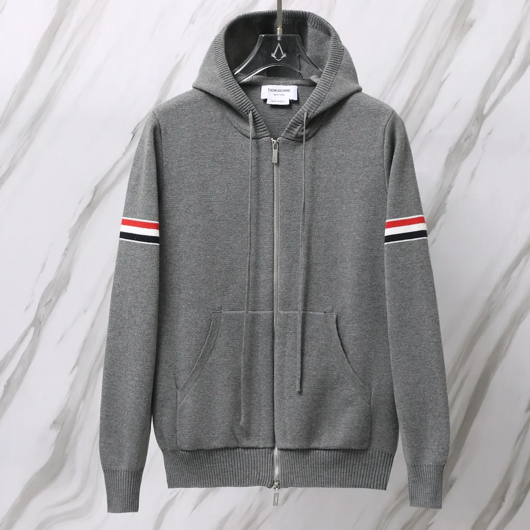 Striped Wool-Blend Zip-Up Knit Hoodie D25013067 — view 4