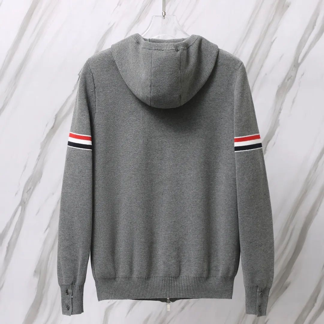 Striped Wool-Blend Zip-Up Knit Hoodie D25013067 — view 5