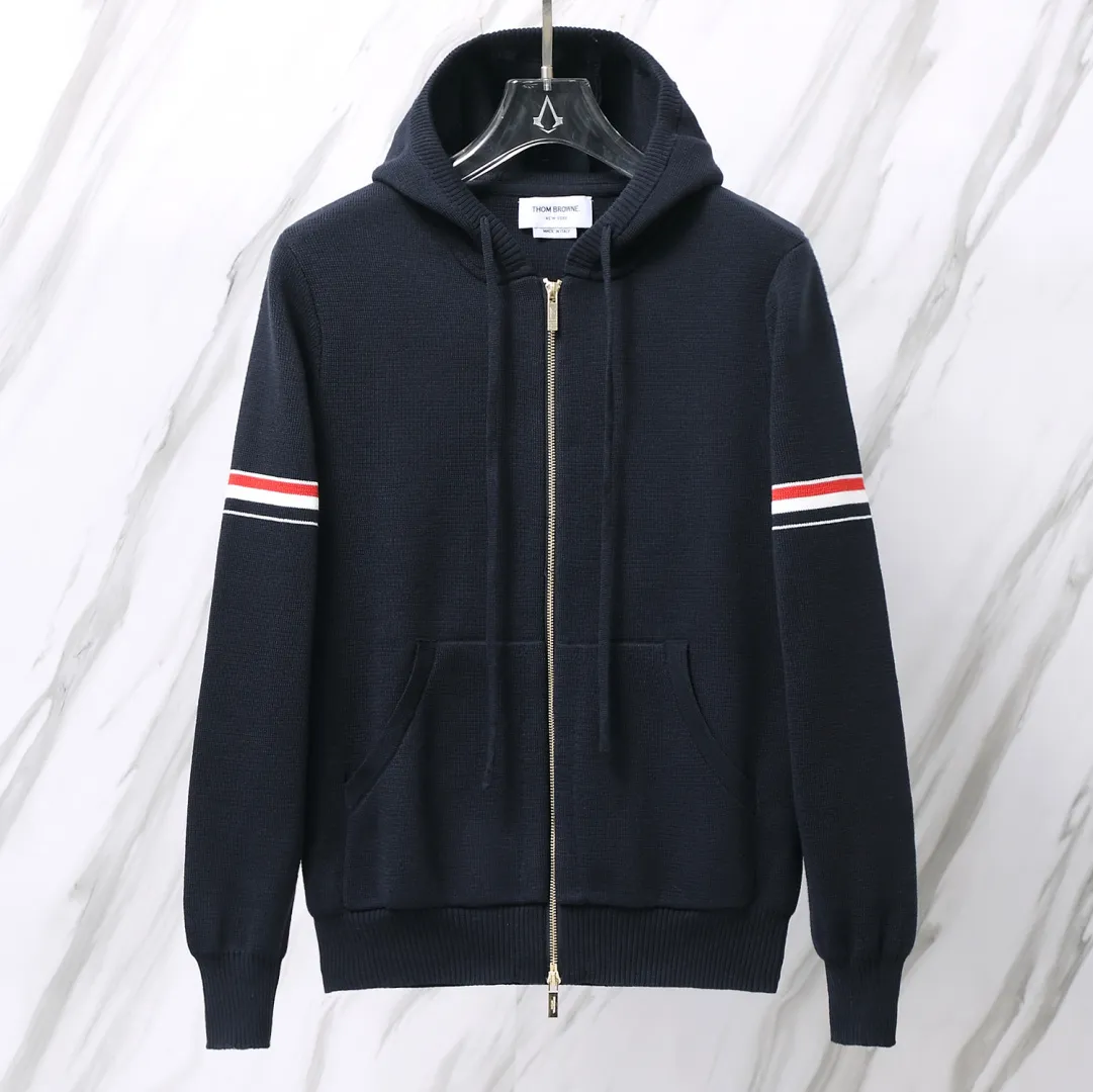 Striped Wool-Blend Zip-Up Knit Hoodie D25013067 — view 6