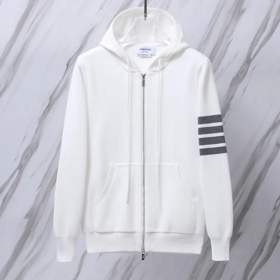 Striped Wool-Blend Zip-Up Knit Hoodie D25013078 — view 2