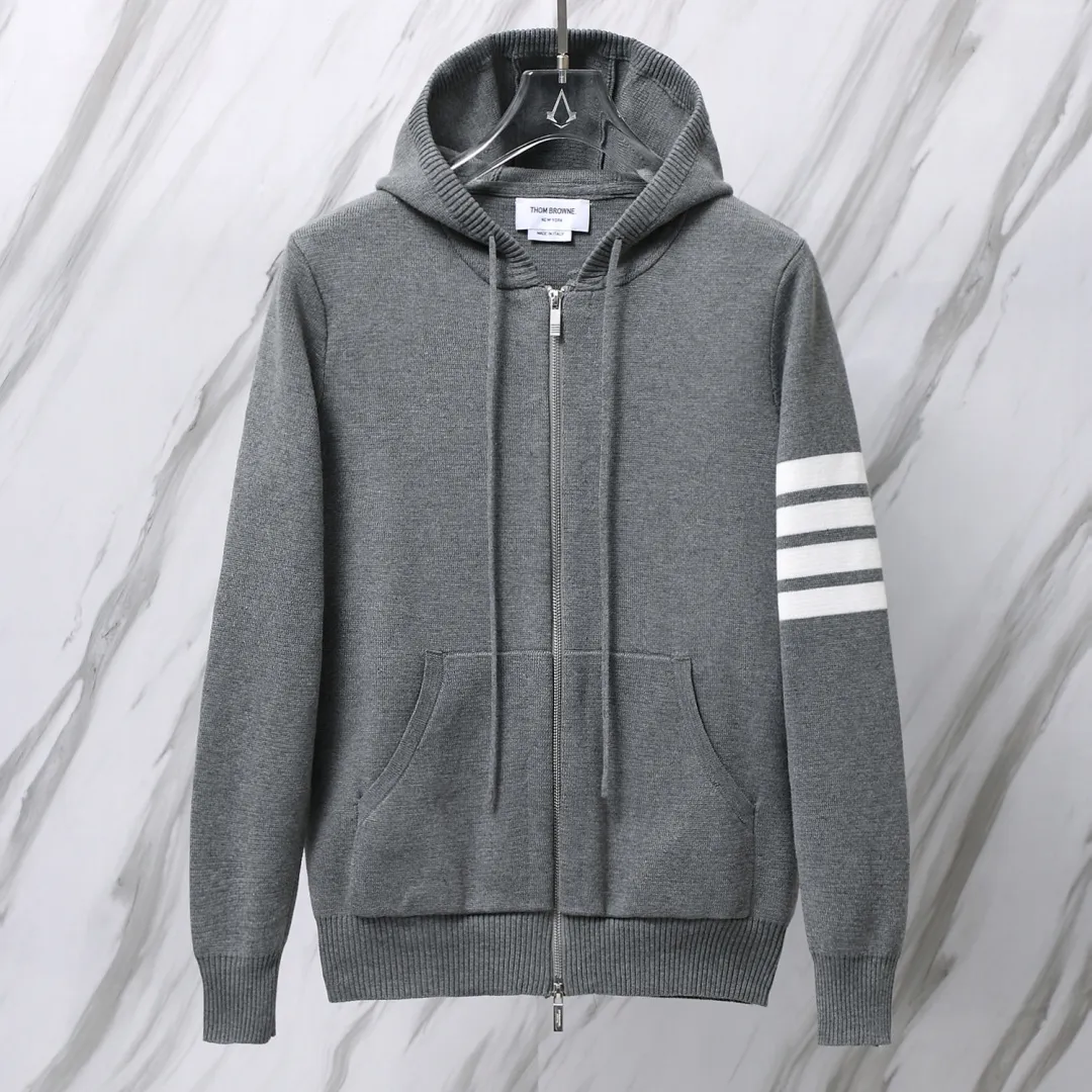 Striped Wool-Blend Zip-Up Knit Hoodie D25013078 — view 4