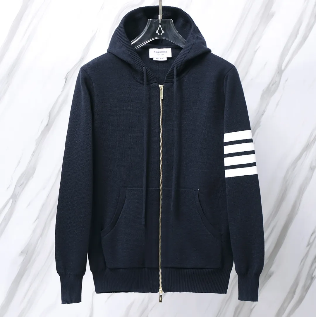 Striped Wool-Blend Zip-Up Knit Hoodie D25013078 — view 6