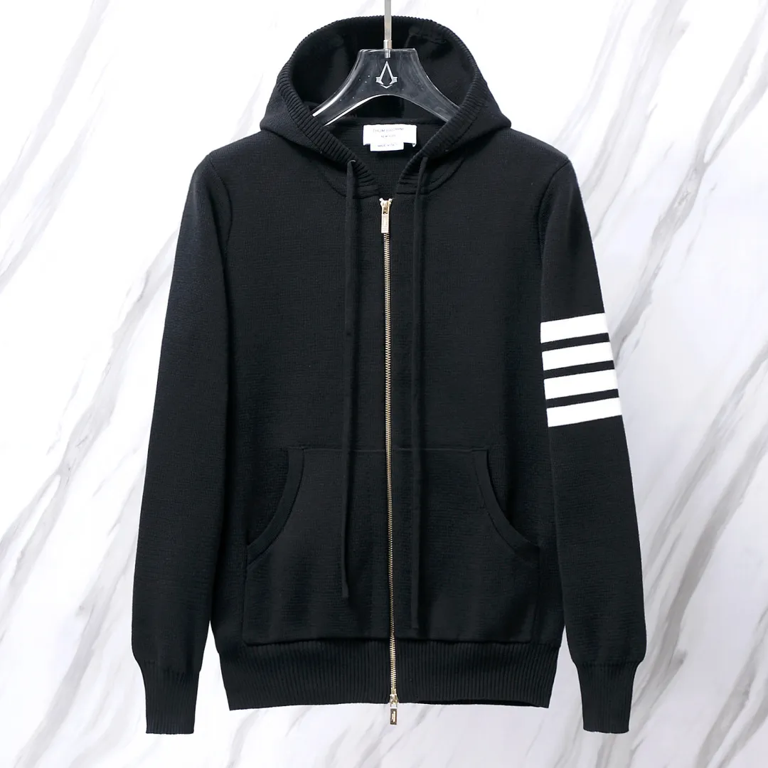 Striped Wool-Blend Zip-Up Knit Hoodie D25013078 — view 8