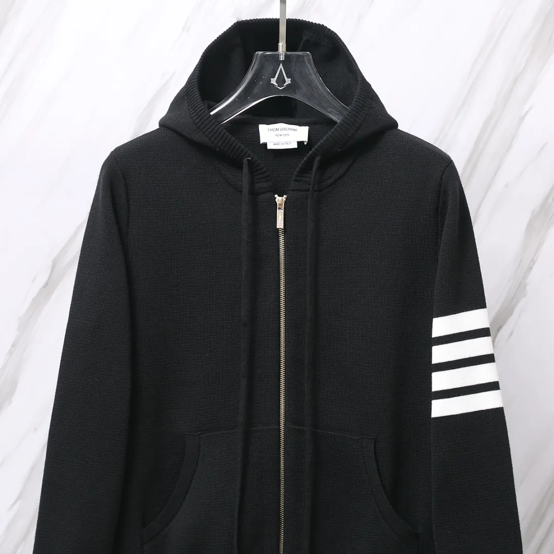 4-Bar Stripe Wool-Blend Zip-Up Hoodie D25013074 — view 4