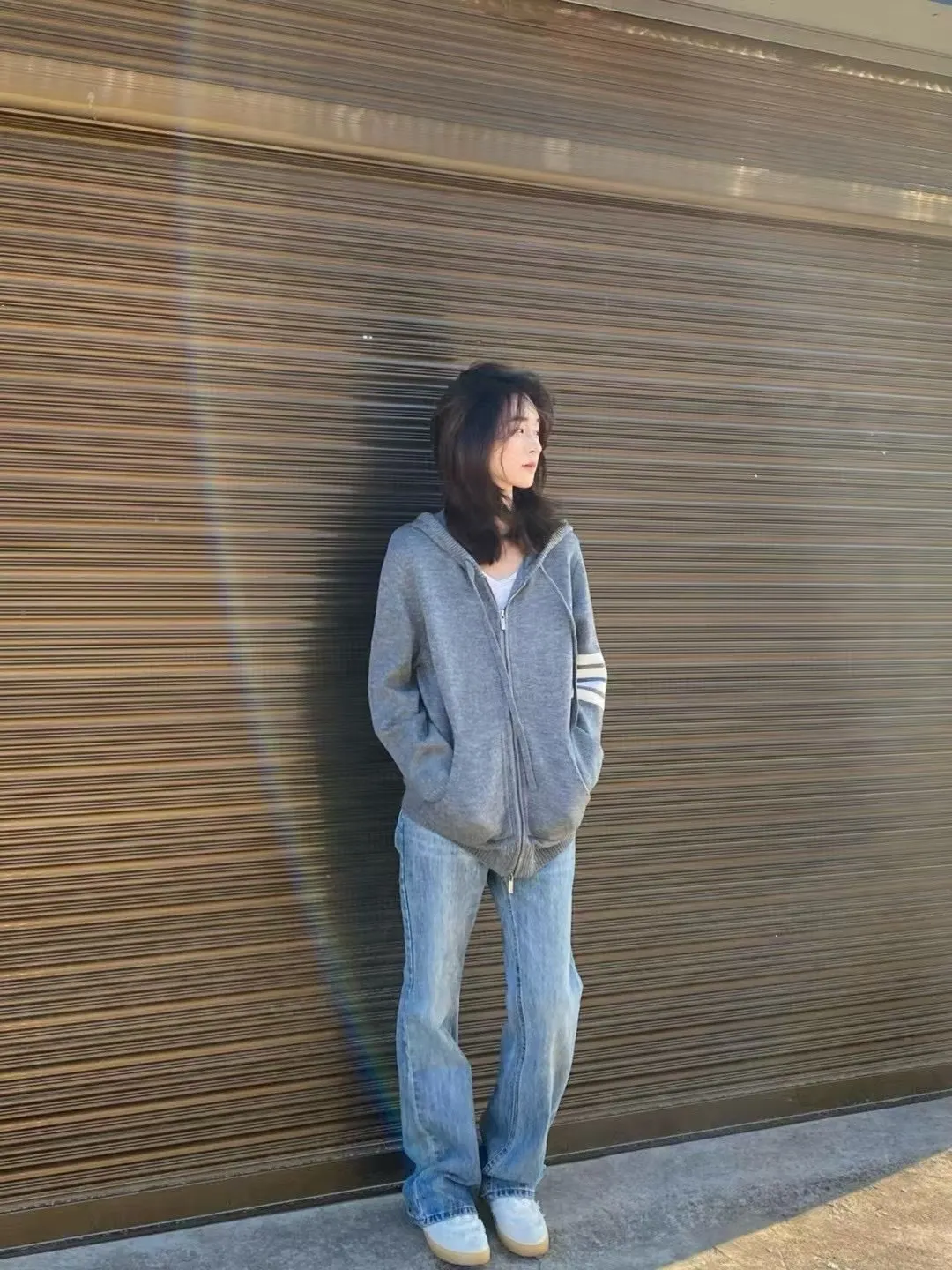 4-Bar Stripe Wool-Blend Zip-Up Hoodie D25013073